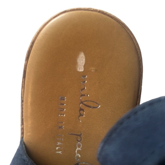 Mila Paoli Blue Suede Wedge Sandals Size 7.5 - Picture 8 of 12
